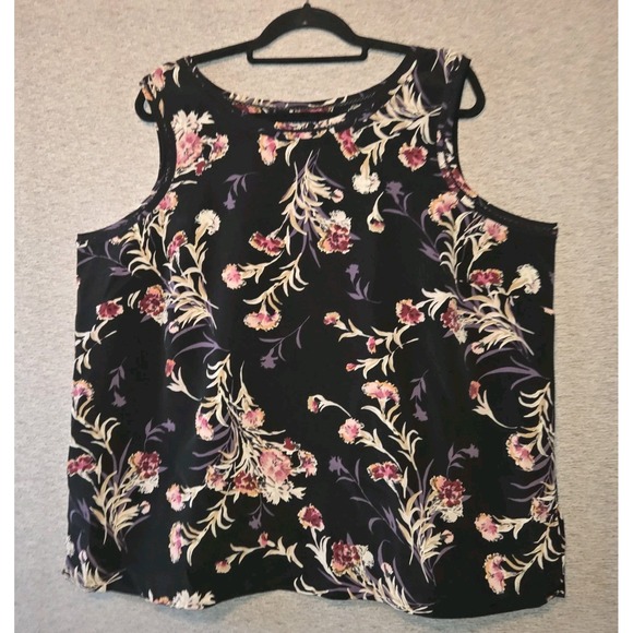 Karen Scott Tops - Karen Scott Floral Tank Blouse Women's Size 2XL Sleeveless Black Top Career